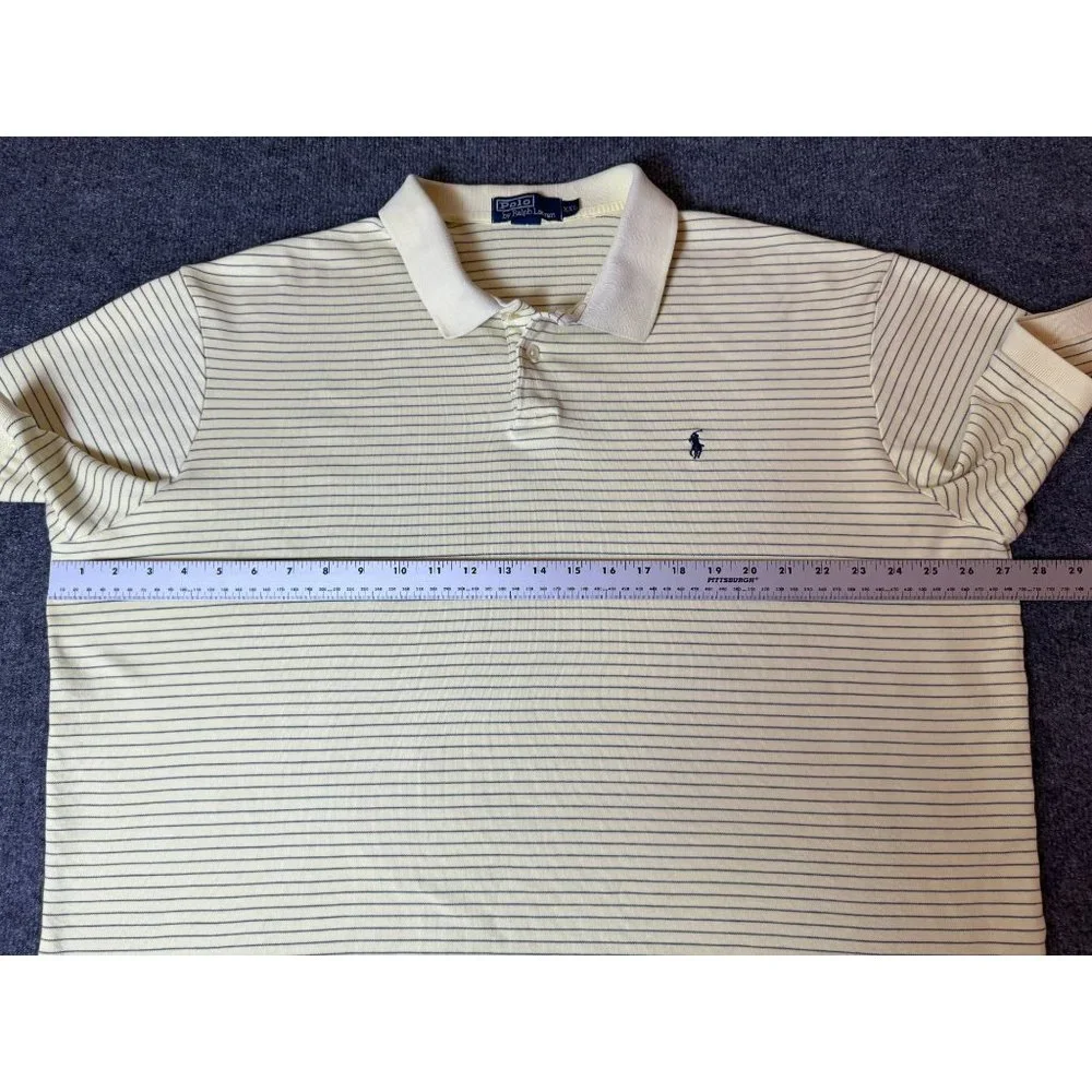 Polo Ralph Lauren Polo Shirt Mens XXL Yellow/Navy Striped Short Sleeve Casual‎